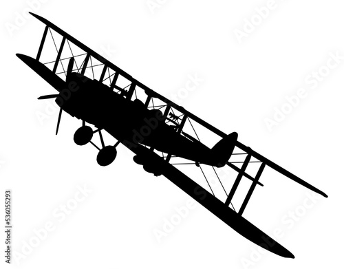 Silhouette mit einem Doppeldeckerflugzeug von 1915