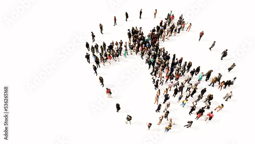 Concept or conceptual large gathering of people forming an image of the vitruvius man on white background. A 3d illustration metaphor for architecture, renaissance, anthropology and physiology