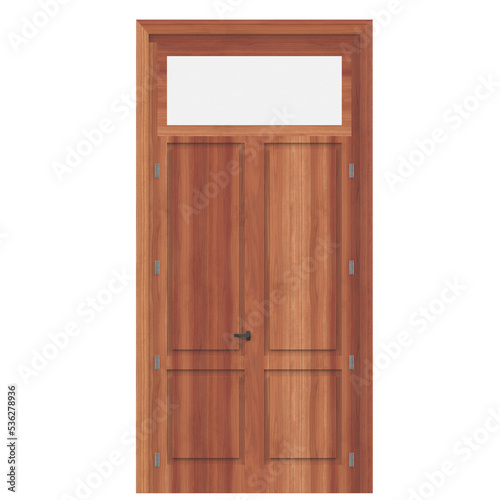 3d rendering illustration of a wooden door with a transom window