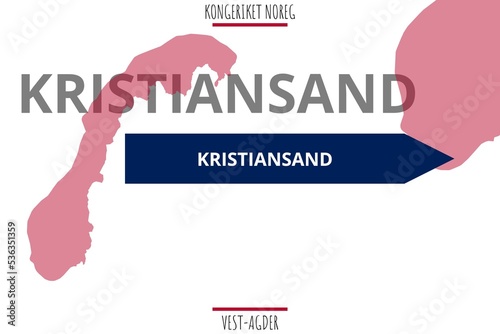 Kristiansand: Illustration mit dem Namen der norwegischen Stadt Kristiansand in der Provinz Vest-Agder