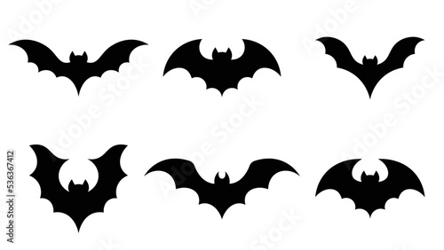 Silhouette bats set situared on white background vector image.