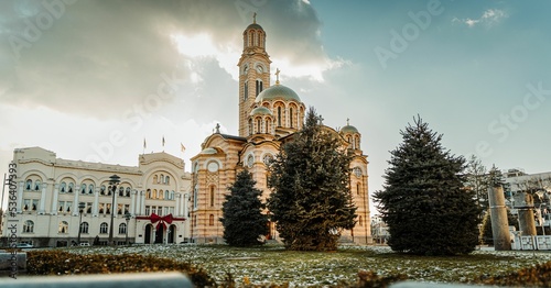 Beautiful Christ the Savior Orthodox Cathedral in Banja Luka against a sunny blue sky