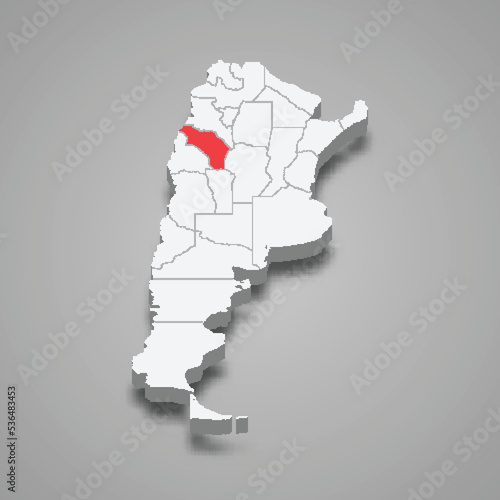 La Rioja region location within Argentina 3d map