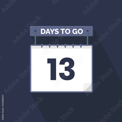 13 Days Left Countdown for sales promotion. 13 days left to go Promotional sales banner