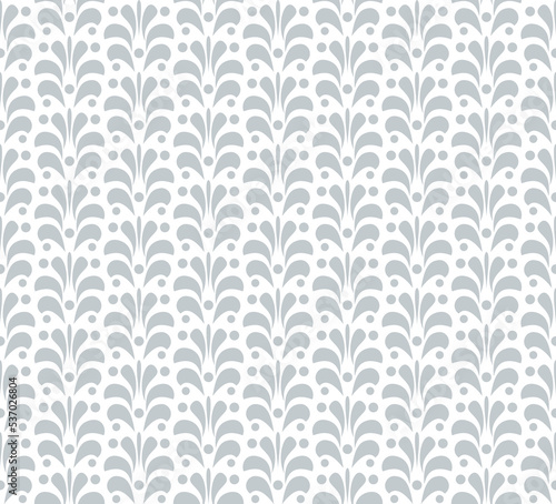 Flower geometric pattern. Seamless vector background. White and gray ornament. Ornament for fabric, wallpaper, packaging. Decorative print,