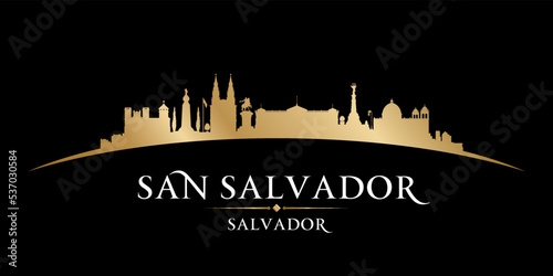 San Salvador city silhouette black background
