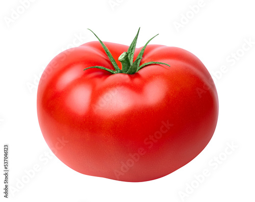 Tomato vegetable isolated on white or transparent background. One fresh tomato. 