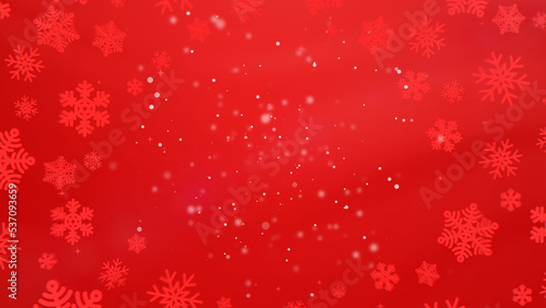 Christmas illustration, red background, white snowflakes