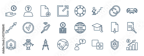 set of most common used web icons in outline style. thin line icons such as affordable, new tab, combination, official, dns, proof, divider, add new vector.