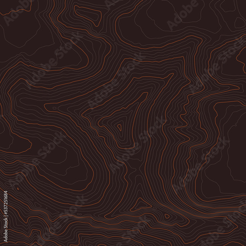 Vector brown background with black textured topographical contour of Mount Everest