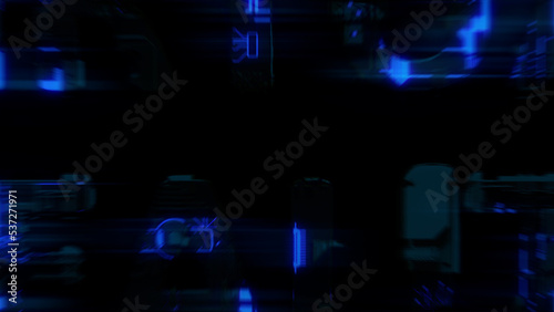 defocused abstract blue cybernetical background - abstract 3D rendering