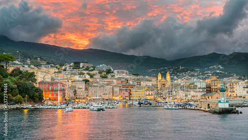 Bastia old city center at sunset, Corsica, France, Europe 