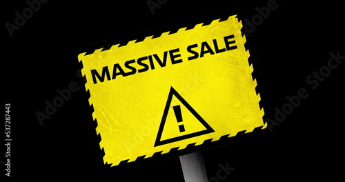 Massive Sale text in yellow warning sign 4k