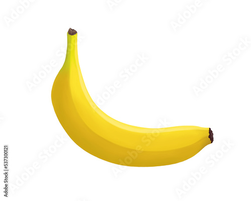 Banana. Fresh yellow tropic fruit. Realistic illustration isolated on white background. Icon clip art.