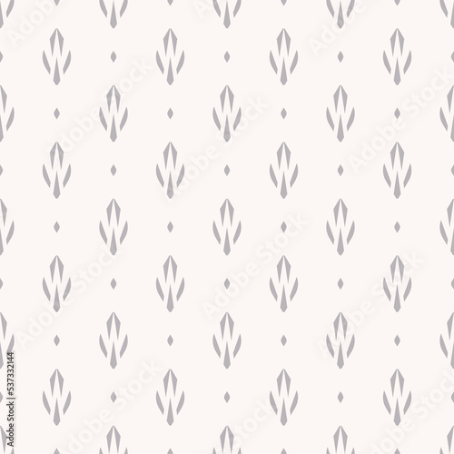 Ethnic white grey color wallpaper pattern. Vector small geometric ethnic abstract flower shape seamless pattern background. Use for fabric, textile, interior decoration elements, upholstery, wrapping.