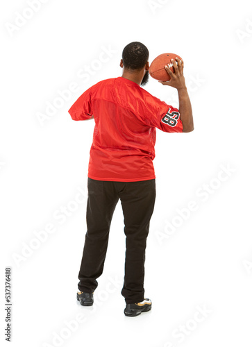 Fan: Rear View Of Man In Jersey With Ball