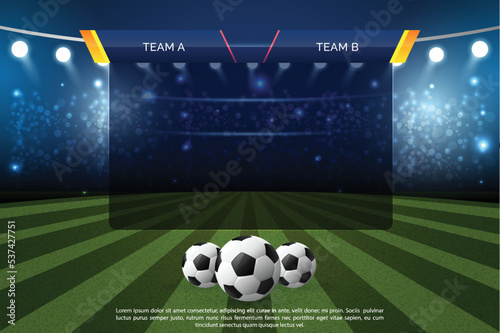 Football sports chart design with realistic 3d soccer ball