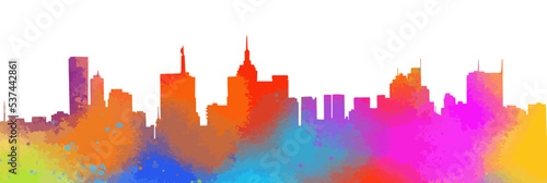 Colored town. Abstract city line. Vector illustration