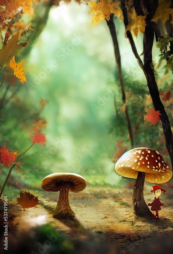 Fantasy forest with mushrooms