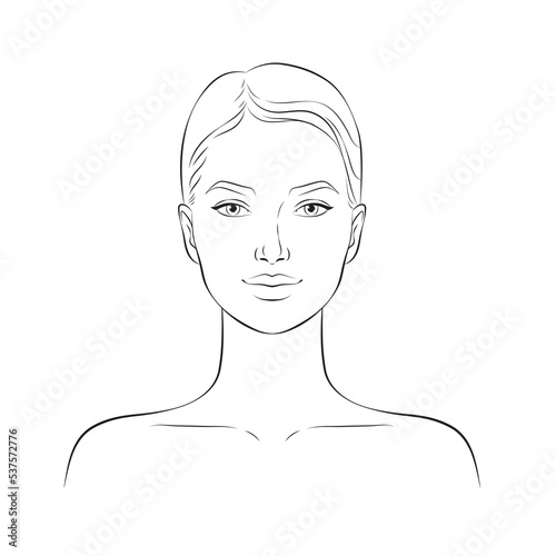 Face of a young beautiful woman, vector illustration