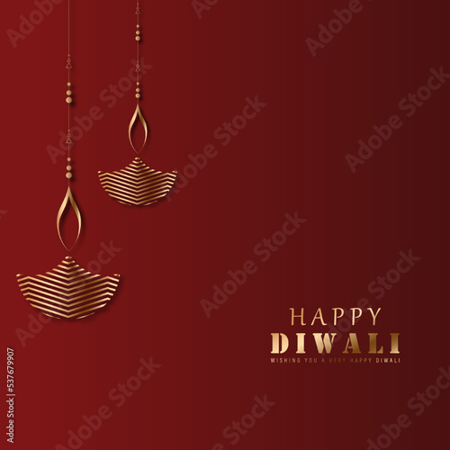 Banner for Indian festival Diwali with hanging Diya, vector illustration