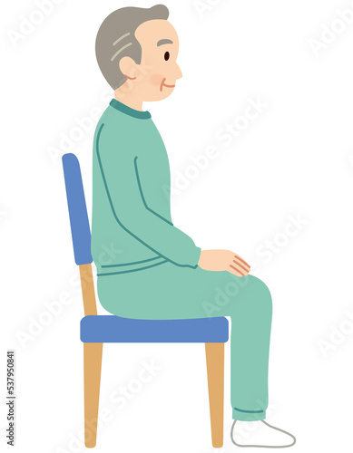 椅子に座る高齢者 介護 椅座位