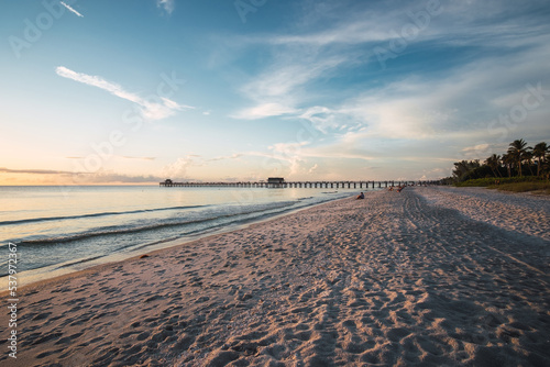 Naples Florida sunset over the Naples beach pier South West Florida summer