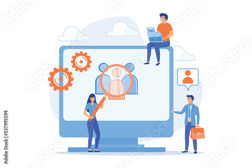 Marketing strategy, promotional campaign. Headhunting agency. Market segmentation, adverts, target market, target group, target customer concept, flat vector modern illustration