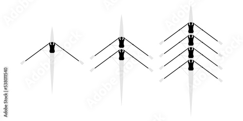 Rowing boats set pictogram vector illustration.