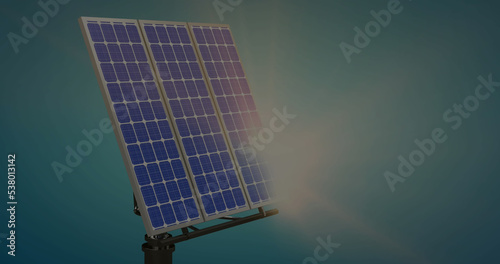 Image of data processing over solar panels