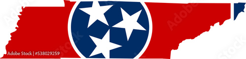 Tennessee USA Map Flag. TN US Outline Boundary Border Shape State Flag Sign Symbol Atlas Geography Banner. Tennessean Transparent PNG Flattened JPG Flat JPEG