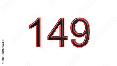 red 149 number 3d effect white background