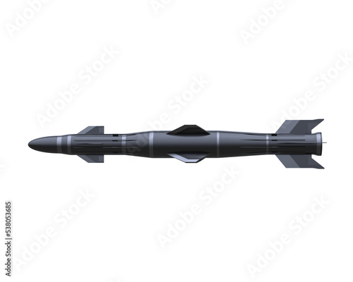 Missile on transparent background. 3d rendering - illustration