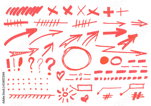 PNG transparent big bundle collection of red marker highlighter spots, marks, lines, circles, arrows and underlines 
