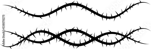 Vector image of a vine with thorns. Barbed wire.