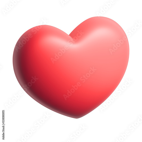 3D red heart isolated on white background. 3d rendering of a velvety heart