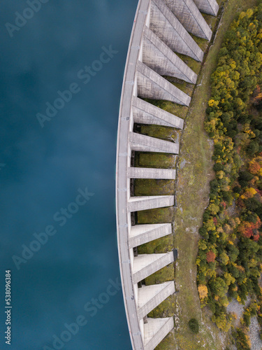 water dam view from above, renewable energy, hydro electricity power plant