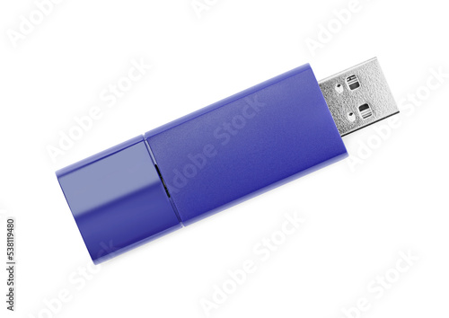 Blue usb flash drive isolated on white