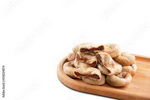 Delicious dried figs isolated on a white background. Dry fig png. Space for text