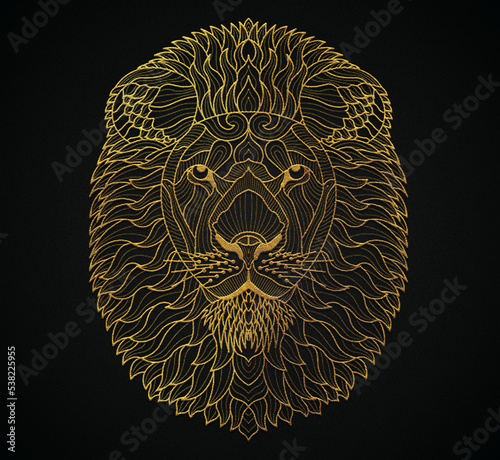 Zentangle golden lion face art