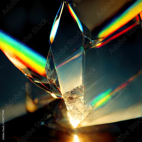 Crystal prism diamond background overlay digital art reflection refraction closeup macro gem glass transparent colorful vibrant jewel fractal abstract details light spectrum shards illustration wallpa