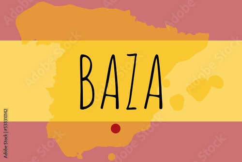 Baza: Illustration mit dem Namen der spanischen Stadt Baza