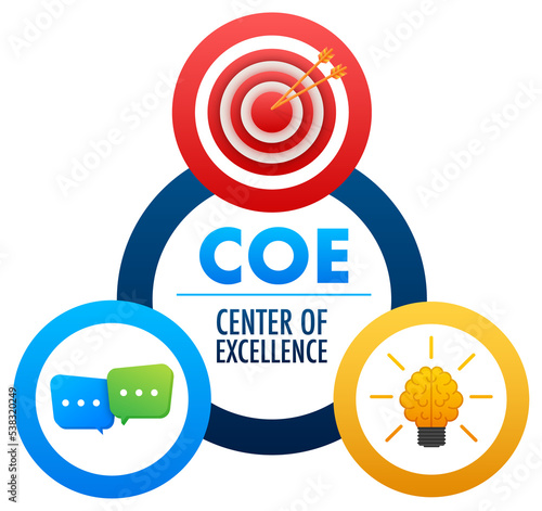 COE - Center of Excellence. Business concept. Vector stock illustration.