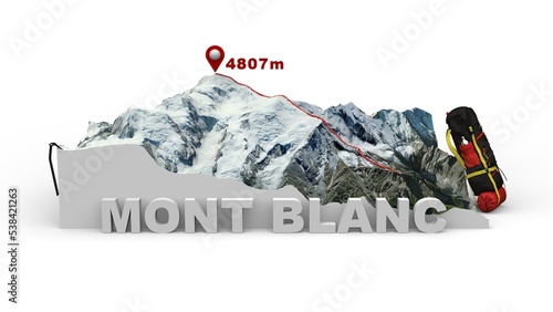 3d map of mont blanc for mountaineering