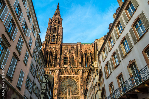 View of the Gothic cathedral in Strasbourg, France