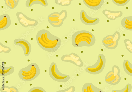 vector banana pattern background concept with green circle on green color, creative design pattern background, vector illustration
