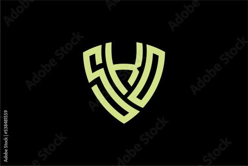 SKO creative letter shield logo design vector icon illustration