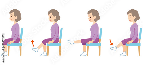 椅子に座って足を上げる体操 高齢者 介護 福祉