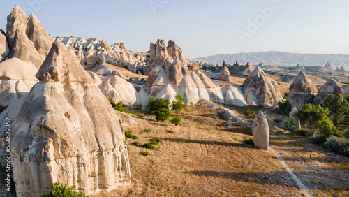Love Valley to Uchisar Castle. One of the most unique places in Cappadocia, Turkey. Rock formations is set just outside of Goreme