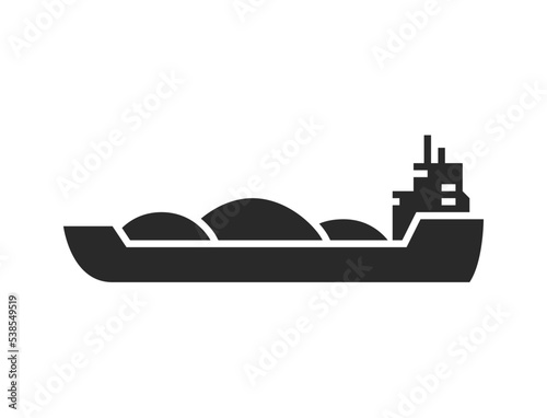 barge ship icon. river cargo vessel symbol. isolated vector image